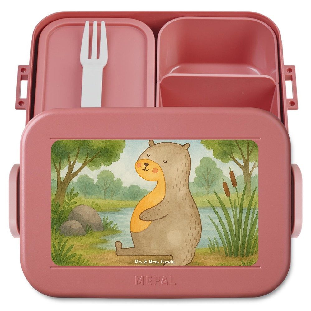 Mr. & Mrs. Panda Butterdose Otter Bauch Design, MEPAL Bentobox, Rot Pastell, Sportmuffel, Seeotte, Polypropylen lebensmittelecht, (Packung), Sportmuffel Vesperbox Otter Seeotter See Otter
