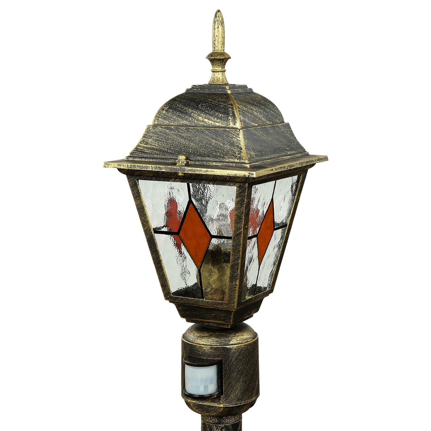 ohne Stil Gold Terrasse Garten Schwarz Tiffany Leuchtmittel, SALZBURG, Lampe Licht-Erlebnisse Außen Stehlampe Außen-Stehlampe