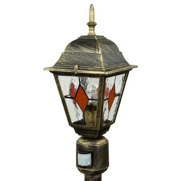 Licht-Erlebnisse Außen-Stehlampe SALZBURG, ohne Leuchtmittel, Stehlampe Außen Tiffany Stil Schwarz Gold Garten Terrasse Lampe