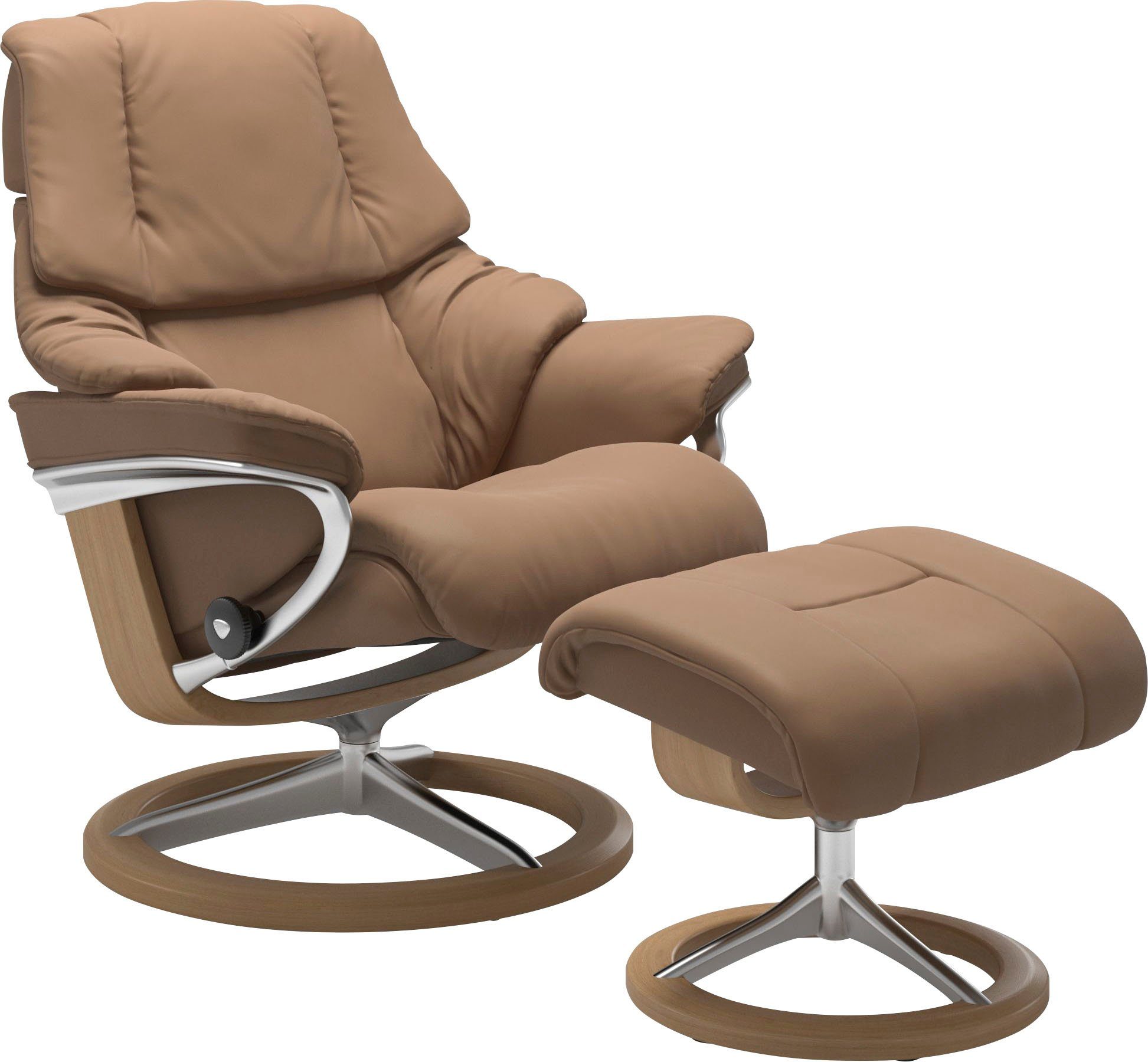 Stressless® Relaxsessel Reno (Set, Relaxsessel mit Hocker), mit Hocker, mit Signature Base, Размер S, M & L, Gestell Eiche