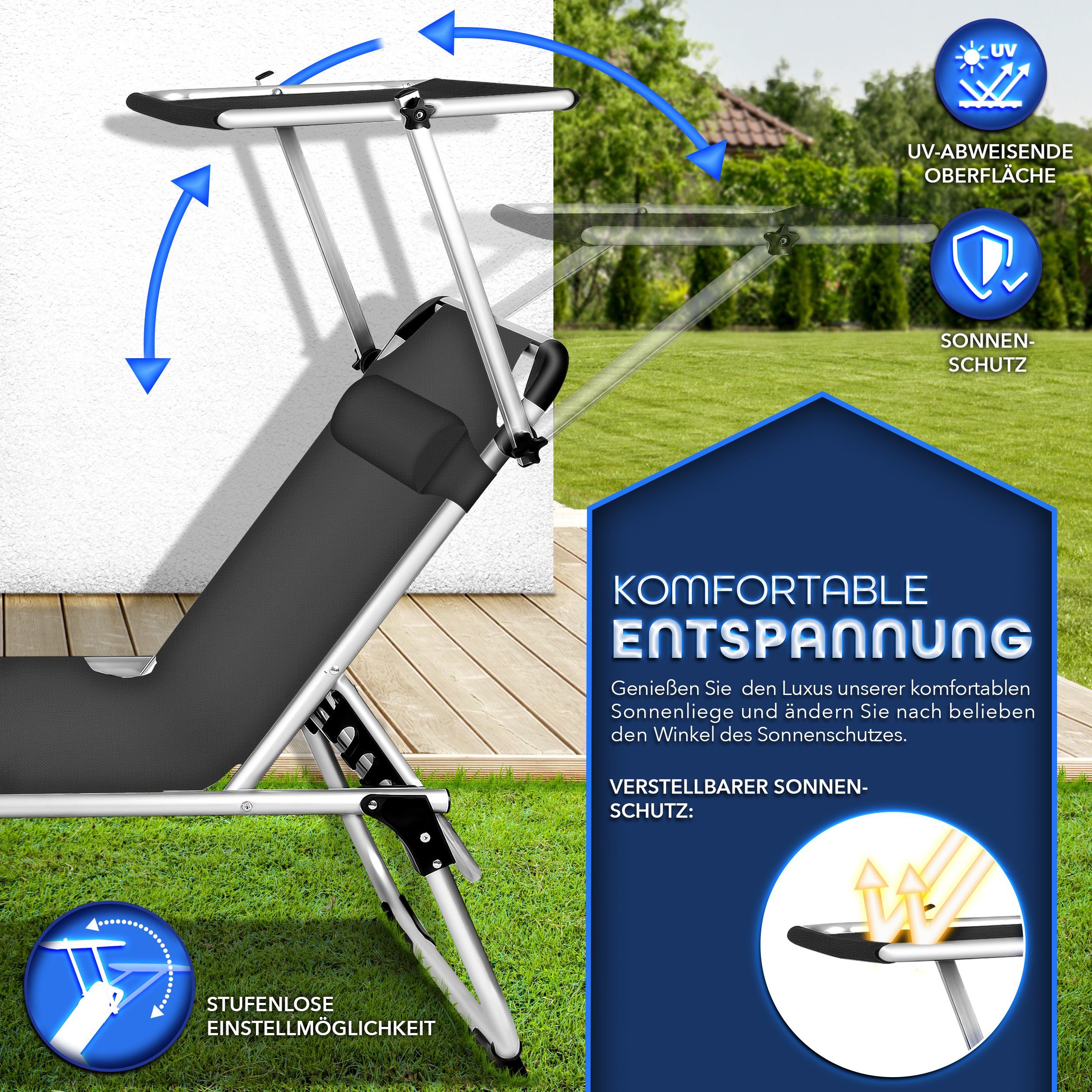 tillvex Gartenliege mit Dach und Kopfkissen günstig online kaufen