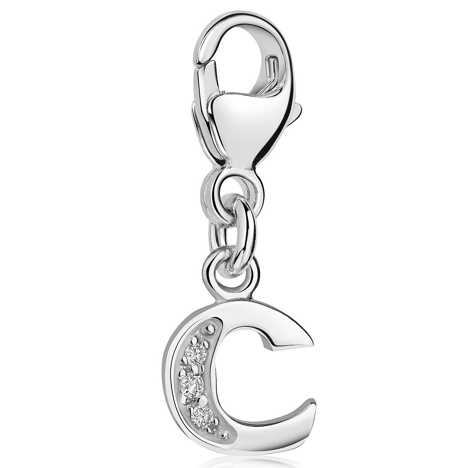 Charm Buchstabe Silber Anhänger Buchstabe " C " Alphabet Zirkonia C53