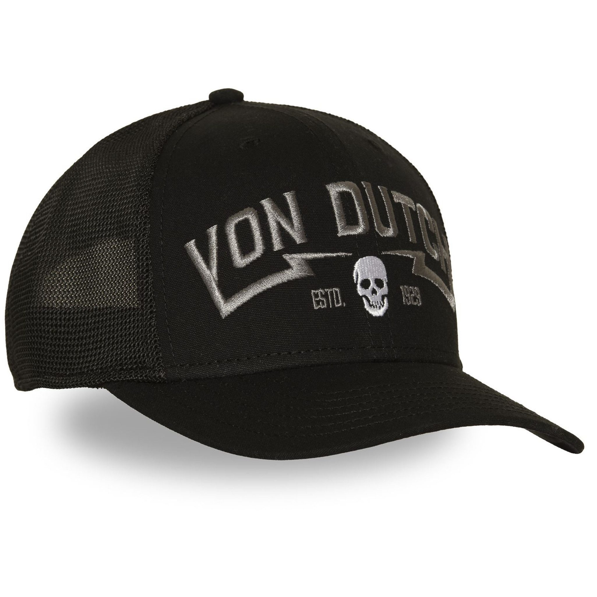 Von Dutch Trucker Cap Von Dutch Originals Trucker Cap Half Curved VON DUTCH Premium (Basecap, Basecap, Meshcap, Trucker Kappe) Druck auf Schirmunterseite