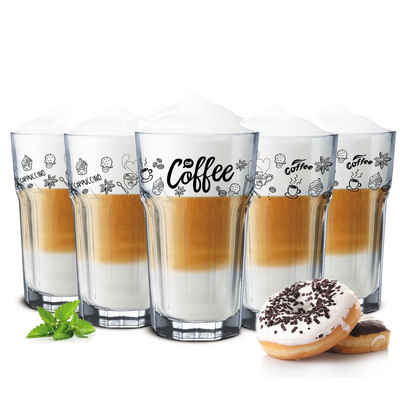 Sendez Latte-Macchiato-Glas 6 Kaffeegläser 300ml Latte Macchiato Стекло Teeggläser Бокалы для коктейлей Caipirinha, Mit Löffel
