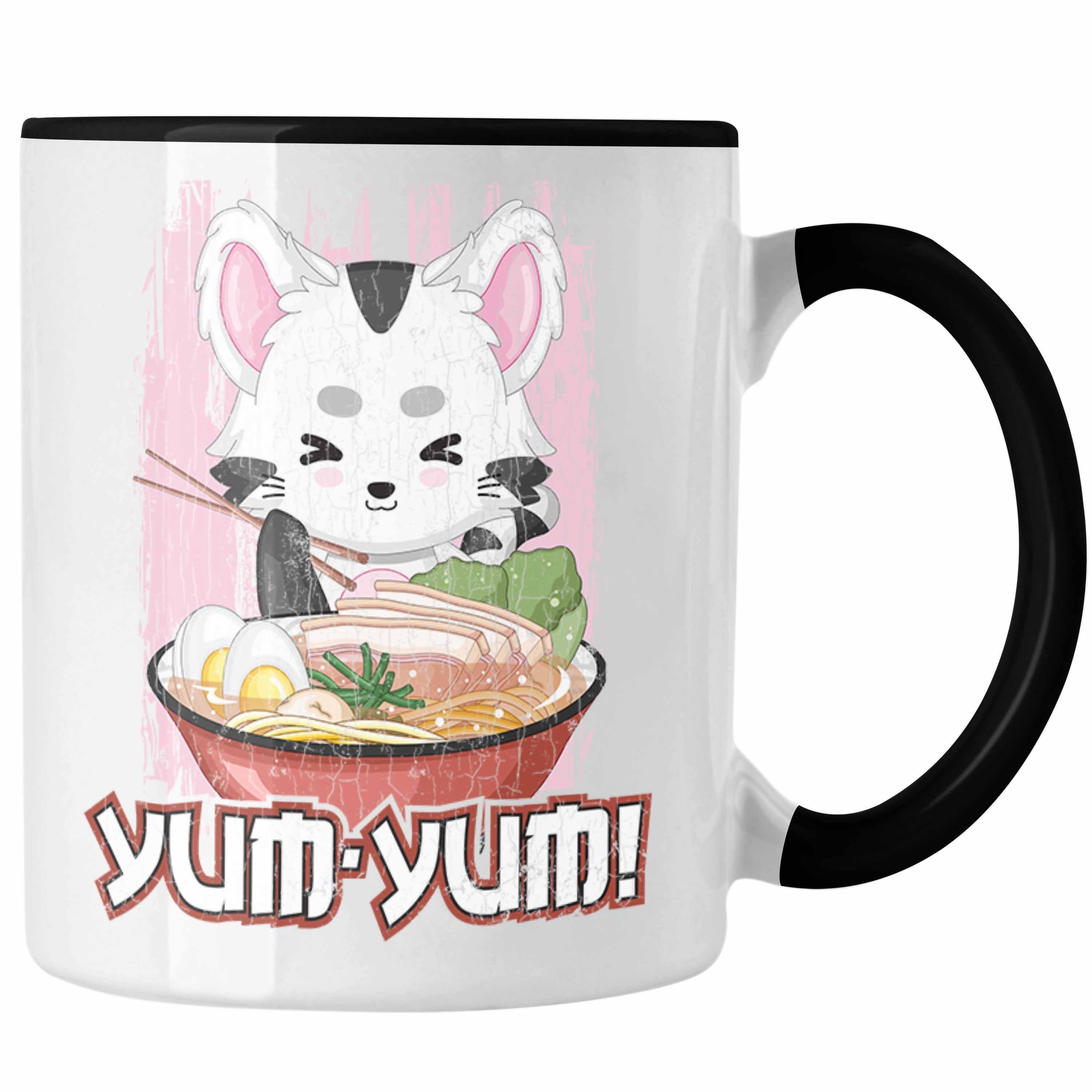 Tasse Yum Spruch Geschenk Schwarz Tasse Deko Kaffeetasse Trendation Anme Anime Trendation Fan Geschenke Yum -