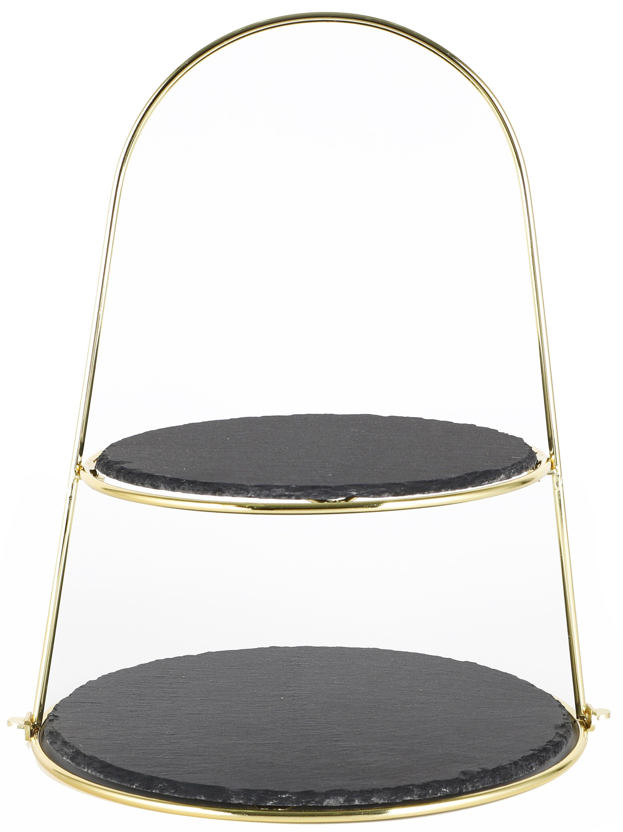 ECHTWERK Etagere Schiefer Etagere, Schiefer, mit 2 Ebenen Naturschiefer und Bügelgriff, Schieferplatten 25/ 30cm