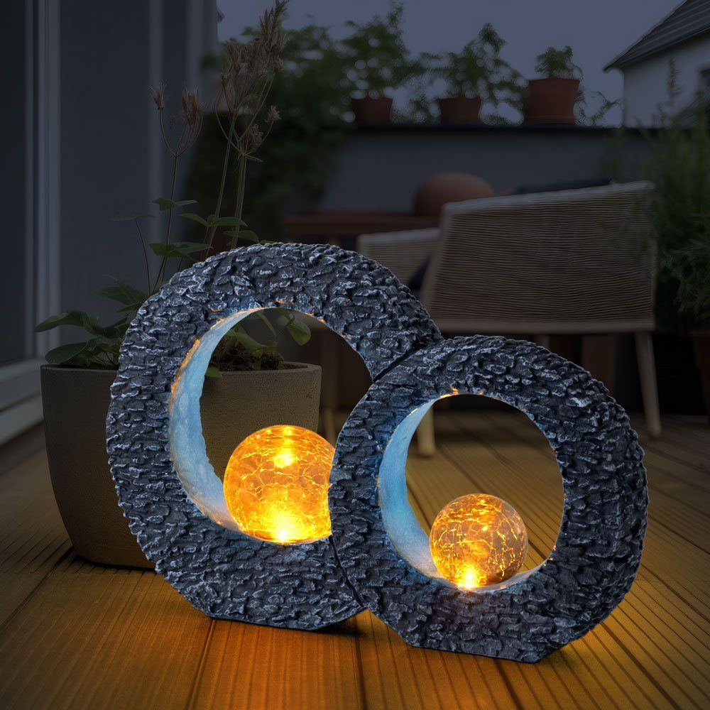 etc-shop Solar LED verbaut, Solarleuchte, LED-Leuchtmittel Gartendeko Skulptur fest Dekoleuchte