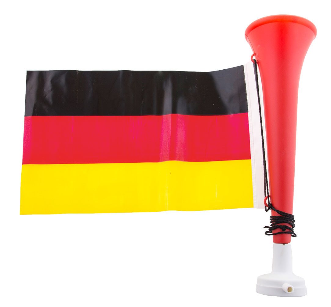 Karneval-Klamotten Kostüm Fußball-Tröte Deutschland Flagge und Perücke, Weltmeisterschaft WM EM Fan Artikel Fußball Party