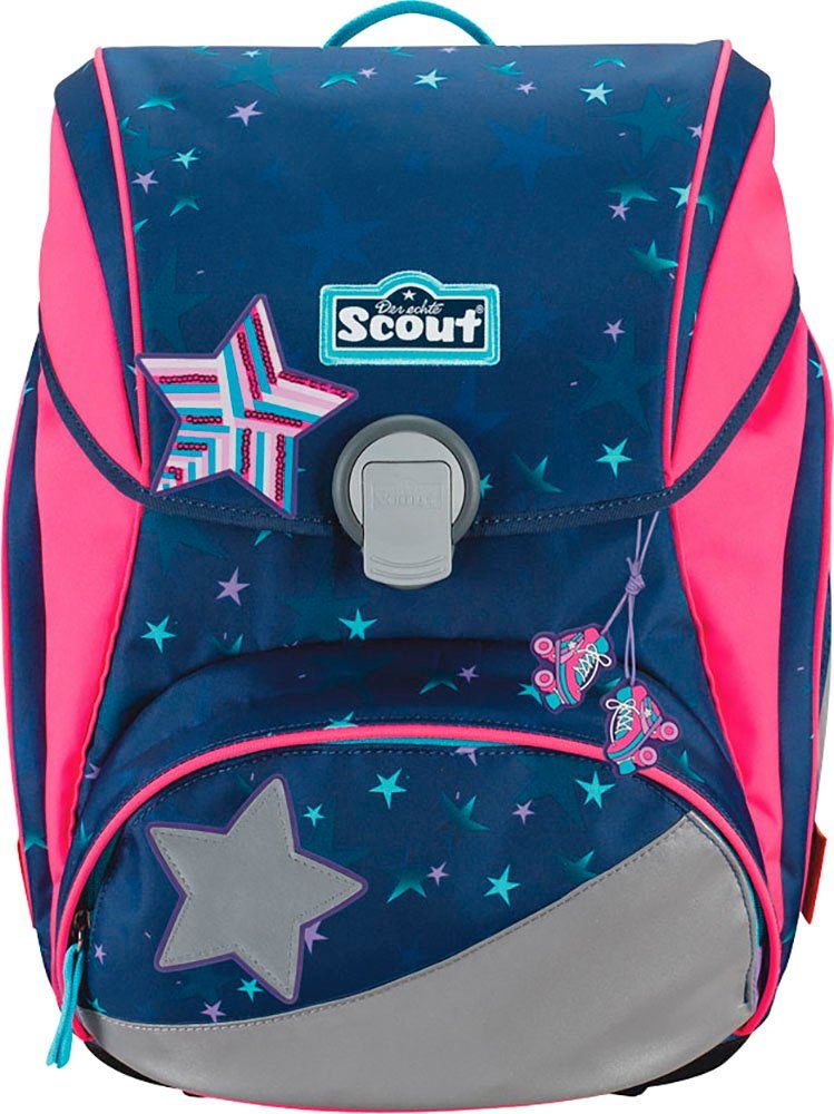 Scout Schulranzen Alpha, Pretty Star (Set, 4-tlg), 2 Funny Snaps Move; enthält recyceltes Material
