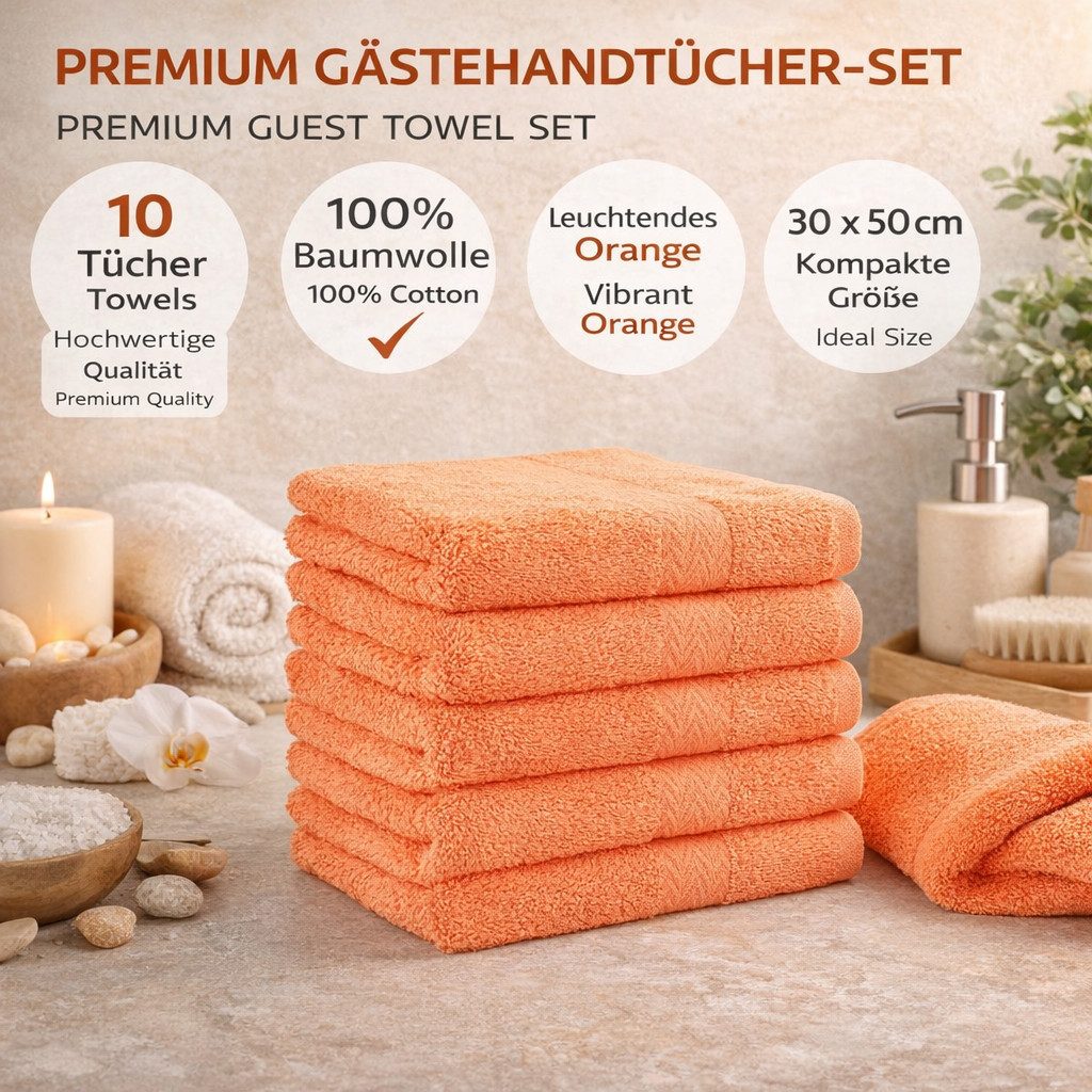 Betz Gästehandtücher 10 tlg. Gästehandtücher-Set PREMIUM 100 % Baumwolle 30x50cm, 100% Baumwolle (10-St)