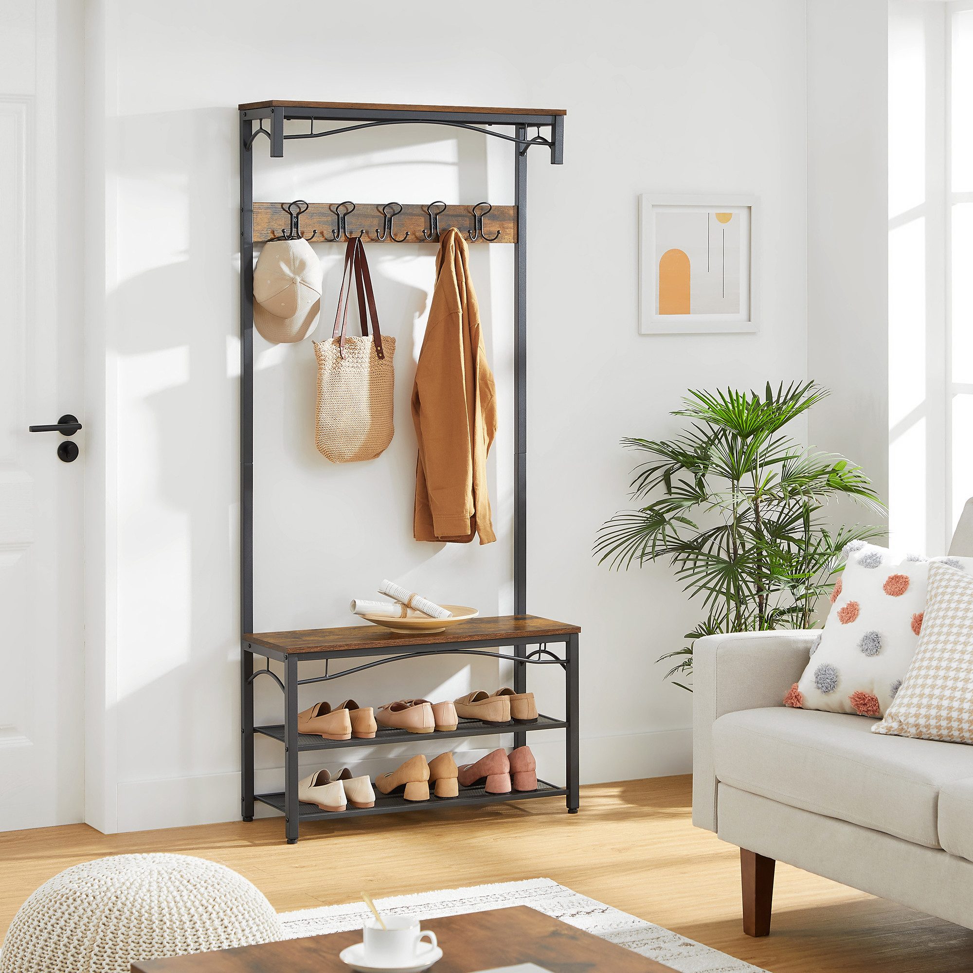 VASAGLE Garderobenständer Garderobe, mit Ablage, Sitzbank, günstig online kaufen