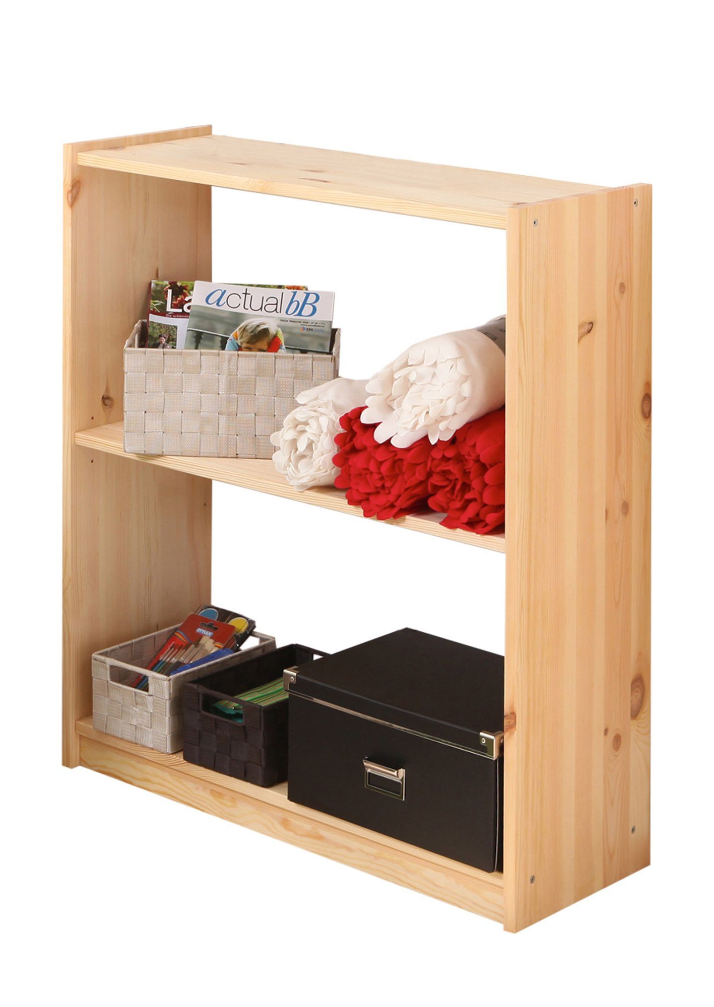 Ticaa Standregal Standregal Bücherregal Kiefer Natur H92cm