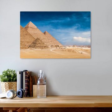 wandmotiv24 Leinwandbild Pyramiden von Gizeh, Cheops, Kairo, Bauwerke (1 St), Wandbild, Wanddeko, Leinwandbilder in versch. Größen