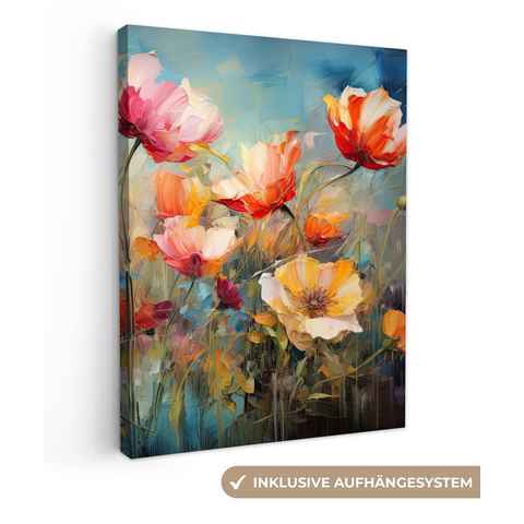 OneMillionCanvasses® Leinwandbild Blumen - Aquarell - Kunst - Botanisch - Natur, (1 St), Leinwand Bilder für Wohnzimmer Schlafzimmer 30x40 cm