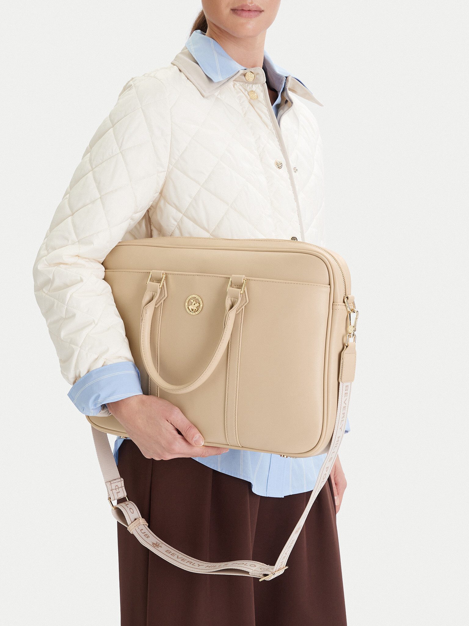 BEVERLY HILLS POLO CLUB Handtasche Beverly Hills Polo Club Damenhandtasche Écru BEVERLY HILLS POLO CLUB-C