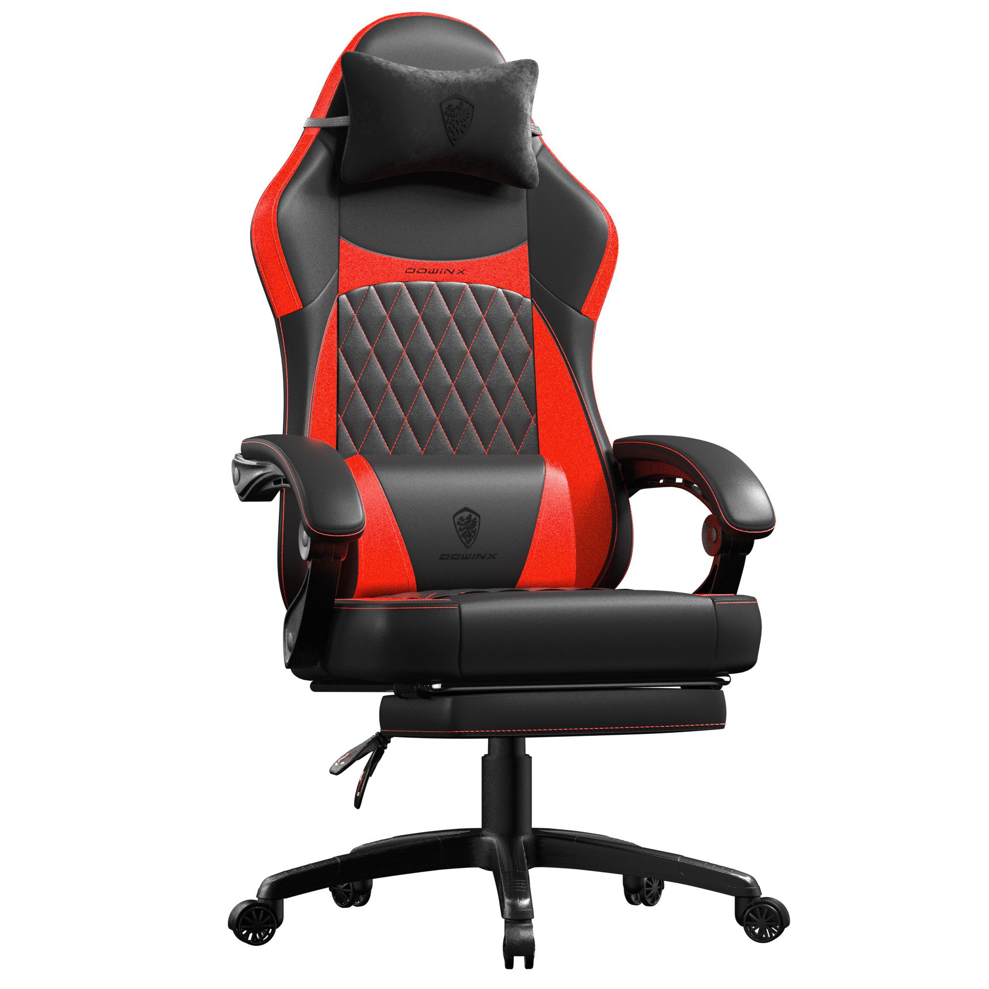 Dowinx Gaming-Stuhl Ergonomischer Gaming Sessel mit Lendenwirbelstütze (Packung), Racing Gaming Chair PU Leder 150KG