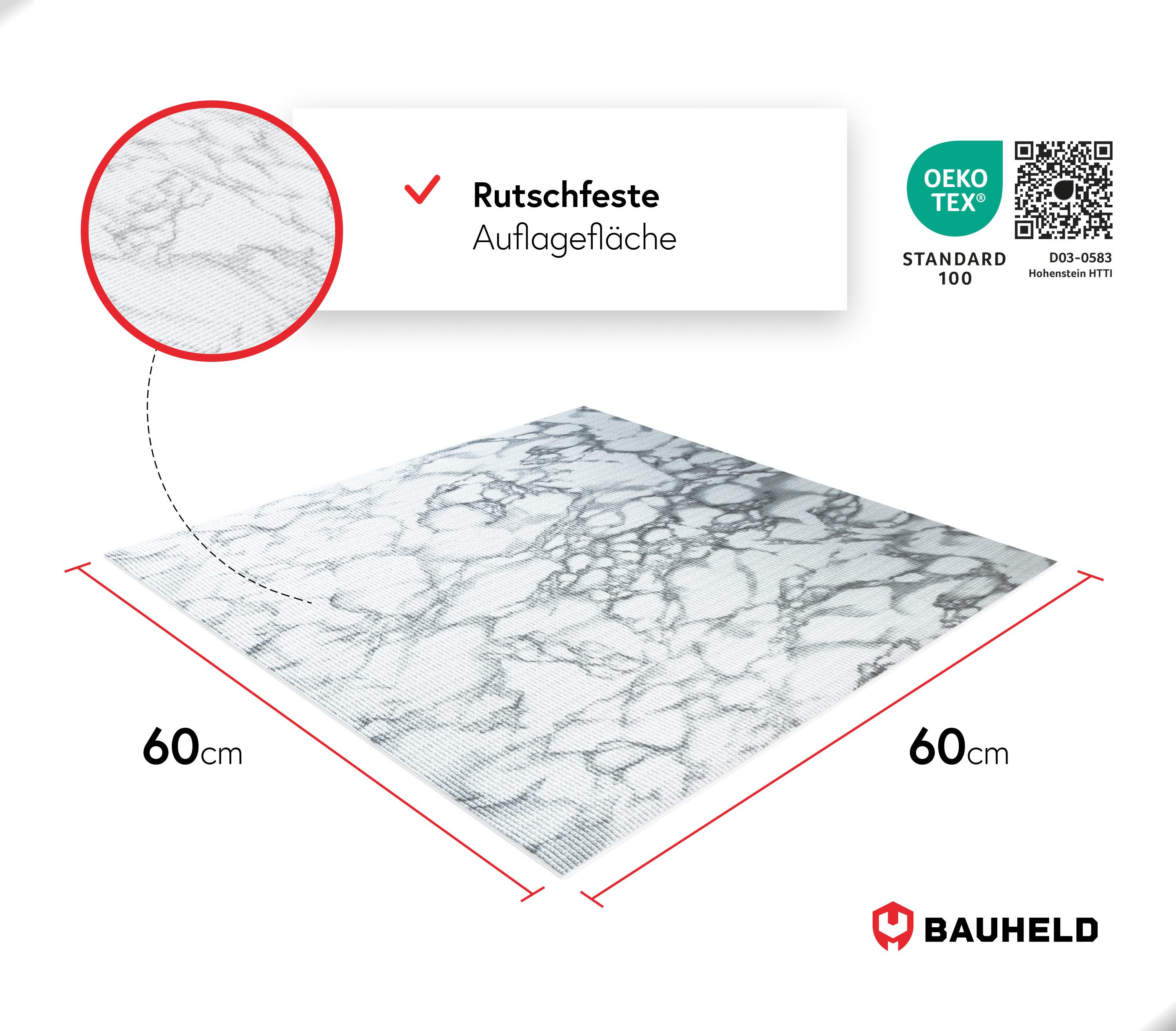 BAUHELD Antirutschmatte Waschmaschine [Made in Germany], 60x60 cm, Waschmaschinenauflage mit Vinyl-Beschichtung, Als Waschmaschinenbezug, Waschmaschinenabdeckun – Bild 2 von 5