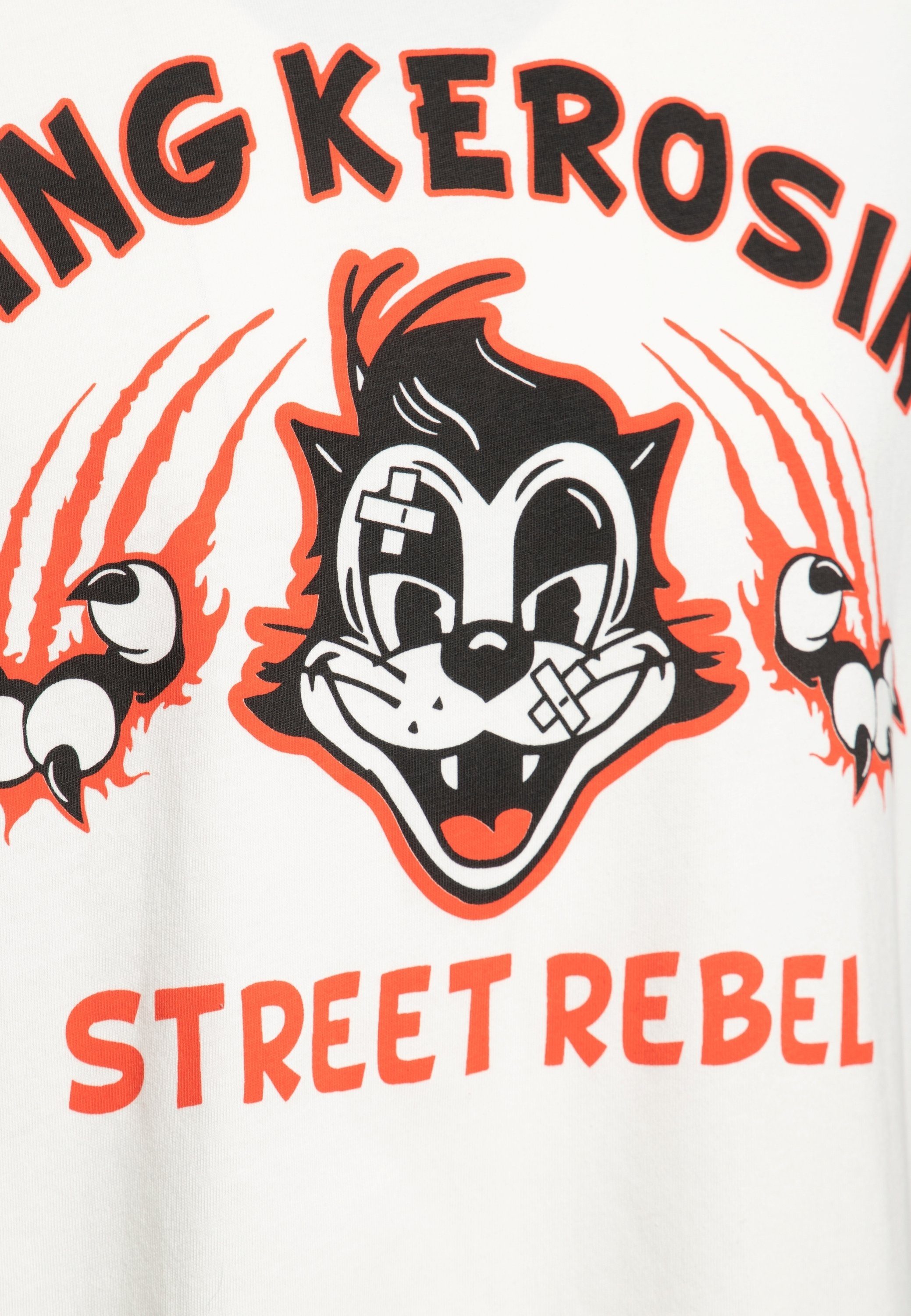 Front Street mit Design weiß Retro Rockabilly KingKerosin Print (1-tlg) Print-Shirt Rebel im