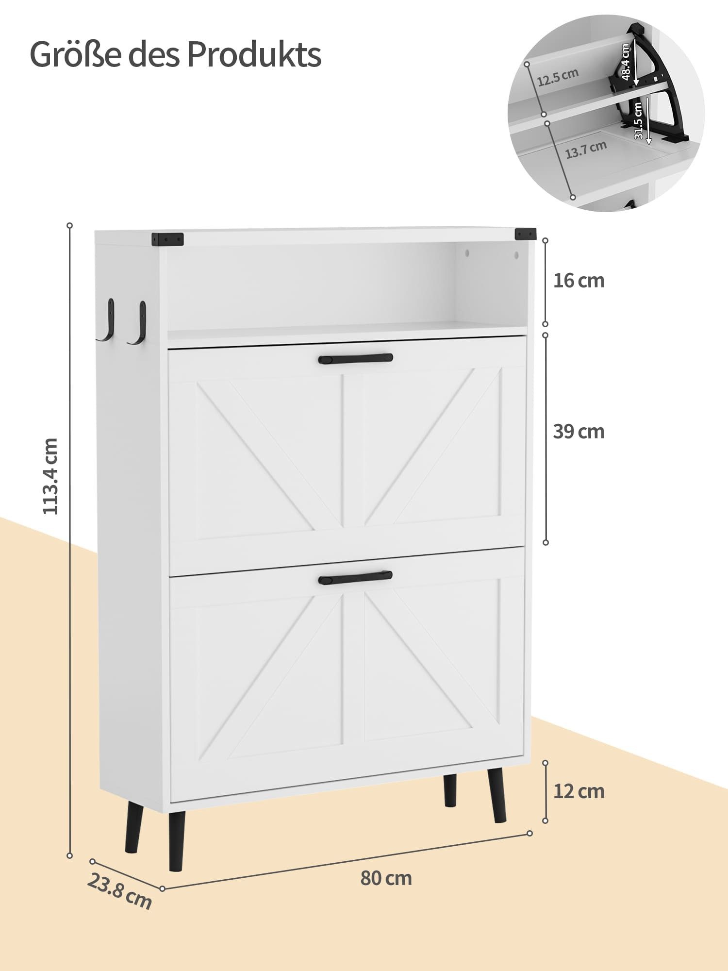 FiveWillowise Schuhschrank mit 2 Klappen, 4 günstig online kaufen