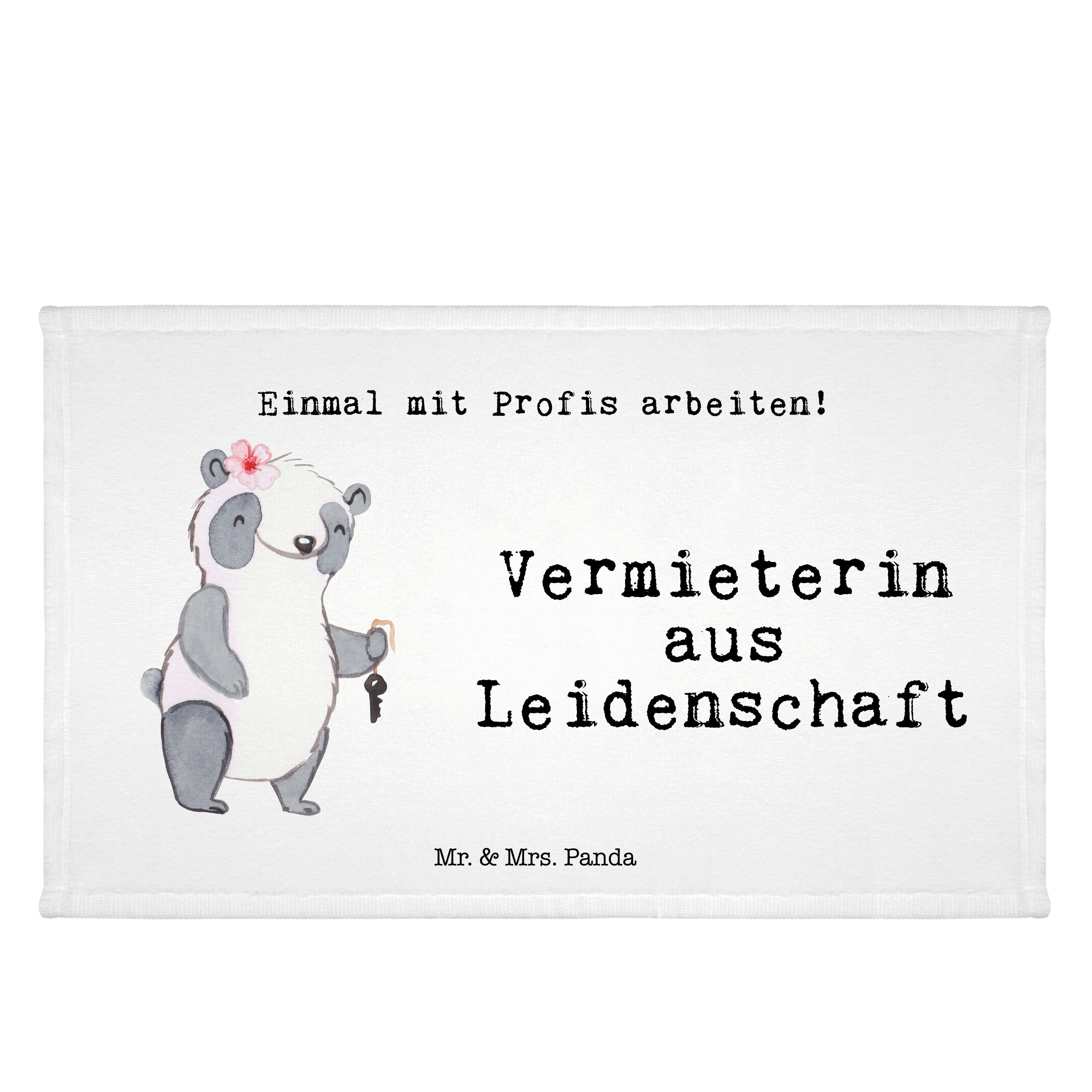 Mr. & Mrs. Panda Handtuch Vermieterin aus Leidenschaft - Weiß - Geschenk, Schenken, Abschied, K, (1-St)