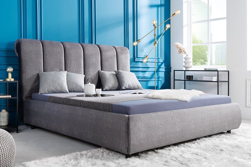 riess-ambiente Polsterbett MILANO 180x200cm grau (Einzelartikel, 1-tlg), Schlafzimmer · Samt · Doppel · Kingsize · Gästezimmer · Retro