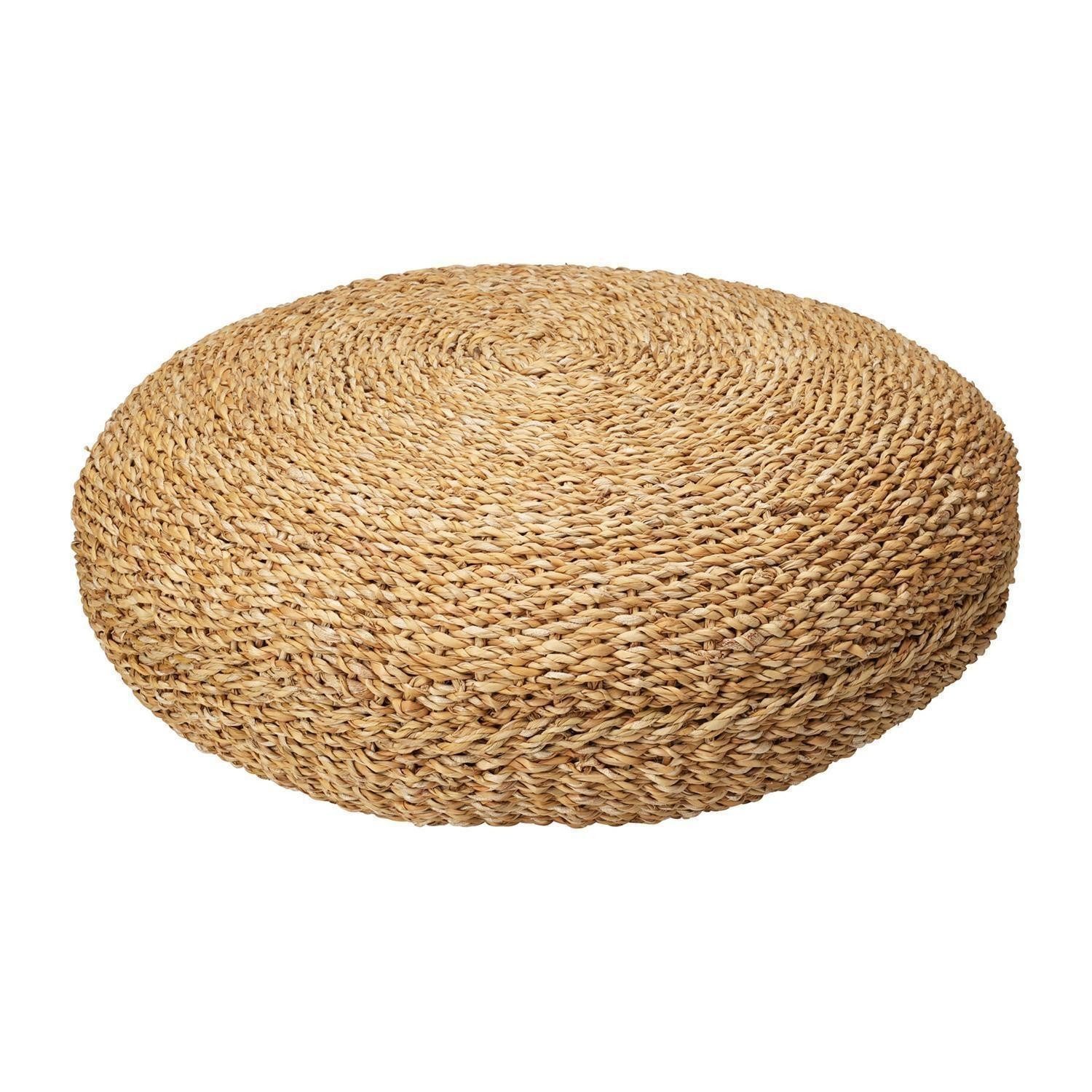 Koopman Sitzhocker TEREO, Braun, Rattan, Schilf, Ø 58 cm x H 20 cm