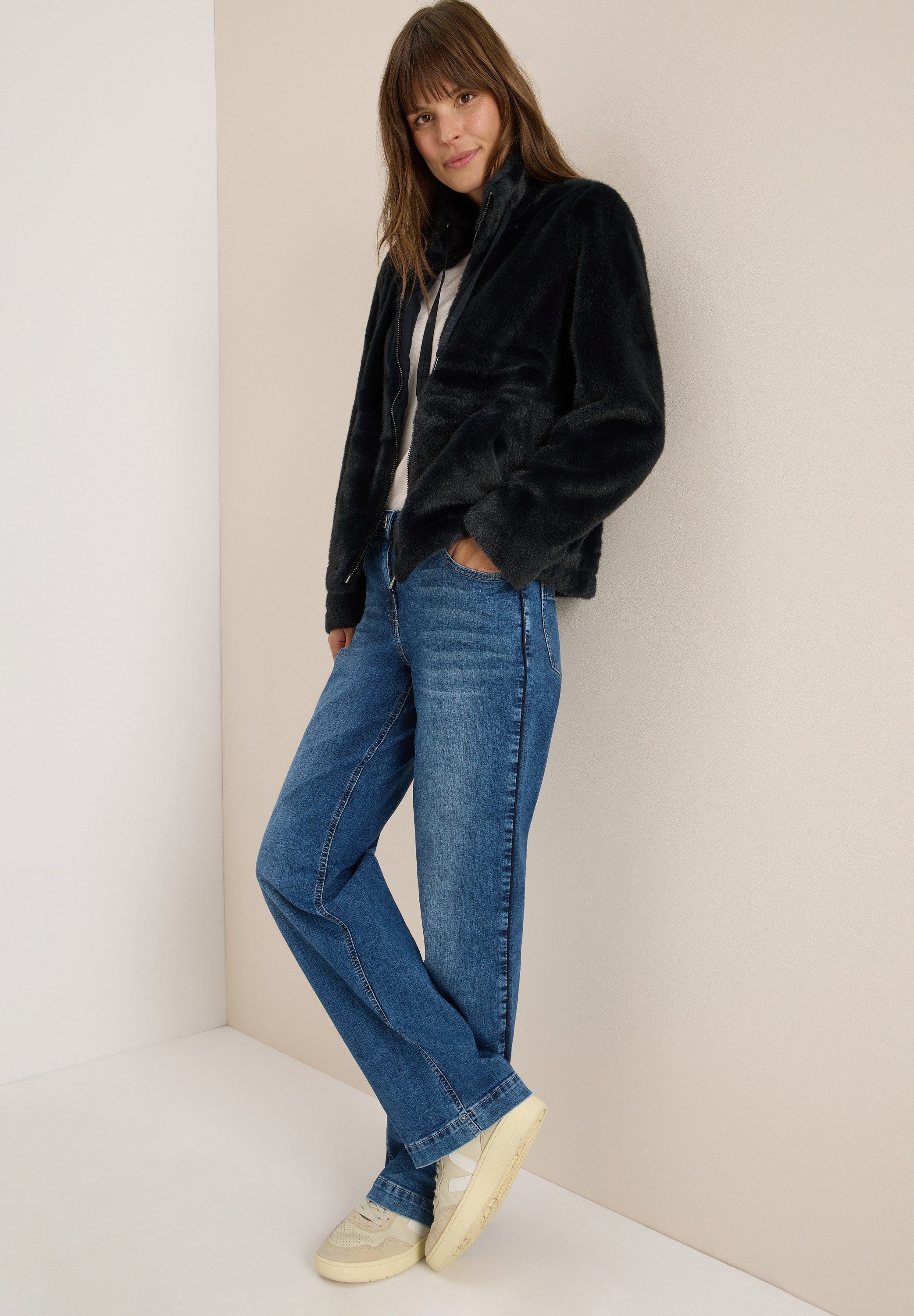 CECIL Fellimitatjacke mit Stehkragen