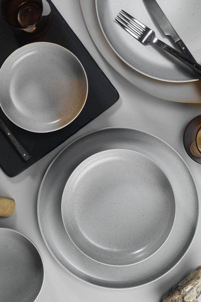 Kütahya Porselen Tafelservice Kütahya Porselen Moderna 12tlg Tafelservice 4 Pers Porzellan Grau, Porzellan