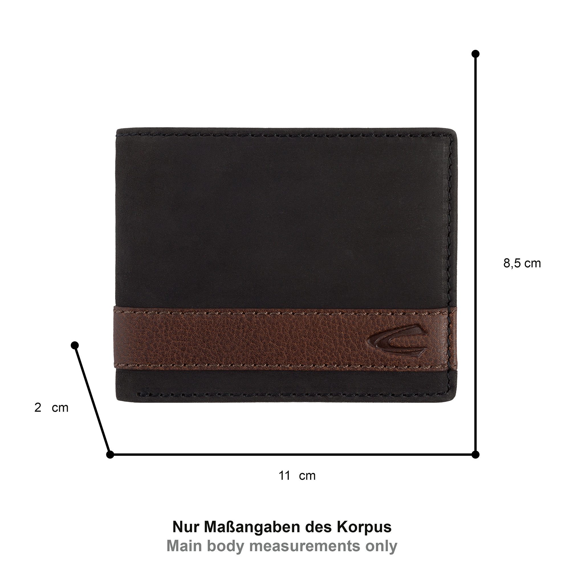 camel active Geldbörse Taipeh, aus hochwertigem Rindsleder mit braunen Querstreifen und RFID Schutz