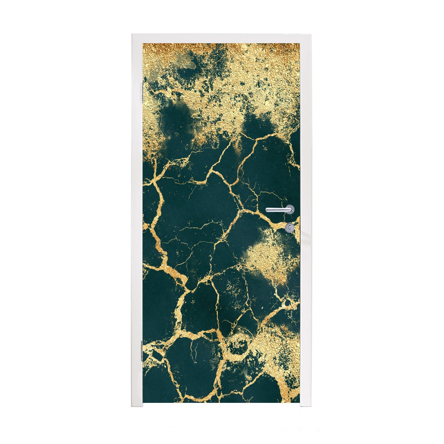 MuchoWow Türtapete Gold - Grün - Marmor, Matt, bedruckt, (1 St), Fototapete für Tür, Türaufkleber, 75x205 cm