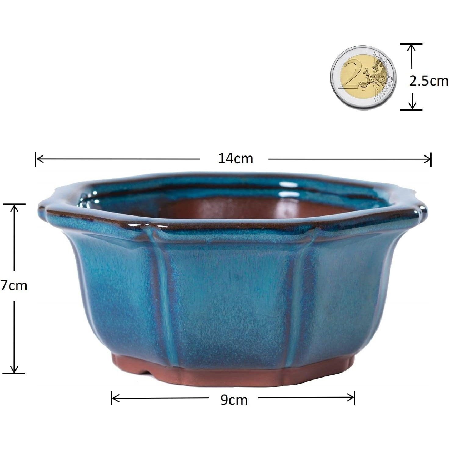 Entwässerungslöchern in Form Jinfa Jinfa mit Stück Mix Dekovase Keramik-Bonsai-Töpfen (29,59Euro/Stück)Türkis 1