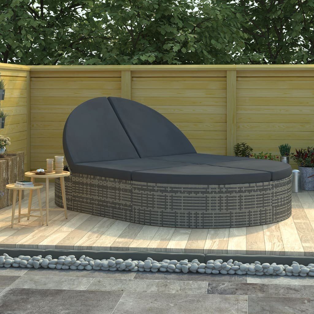 Loungebett, Sonnenlige Polyrattan, Merax Teile, verstellbare aus 2 inkl. Rücklehne Gartenliege, Auflage,