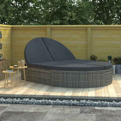Merax Loungebett, 2 Teile, aus Polyrattan, Gartenliege, Sonnenlige inkl. Auflage, verstellbare Rücklehne