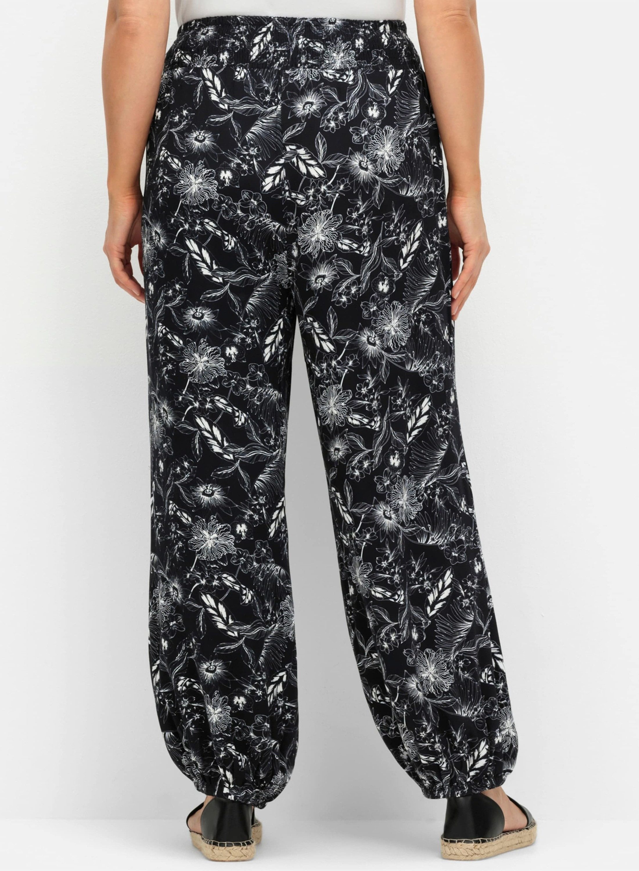 Sheego Jerseyhose Schlupfhose mit Blätterprint und breitem Smokbund günstig online kaufen