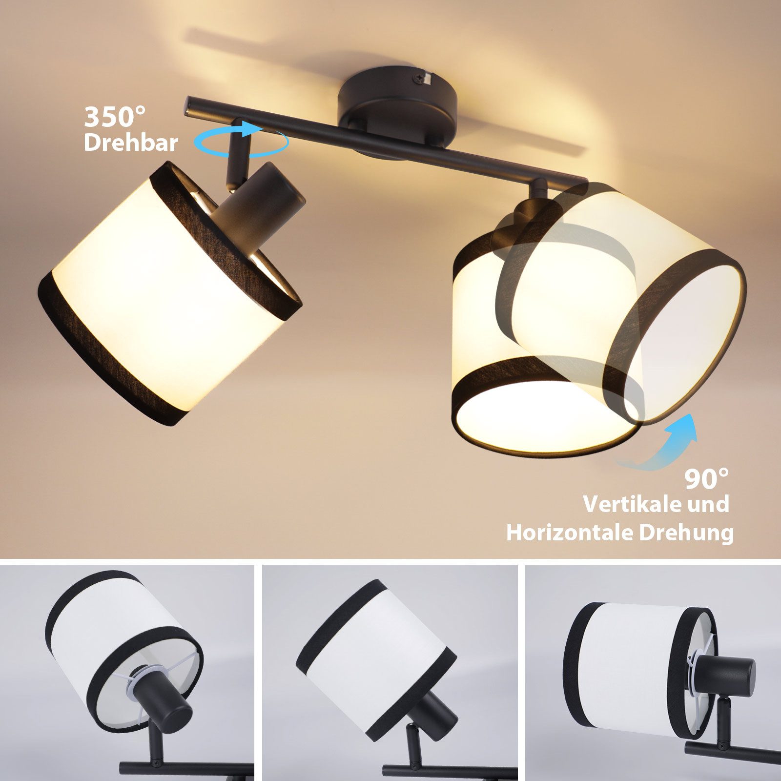 Nettlife Deckenstrahler 1/2//3/4/6 Flammig Schwarz Vintage günstig online kaufen