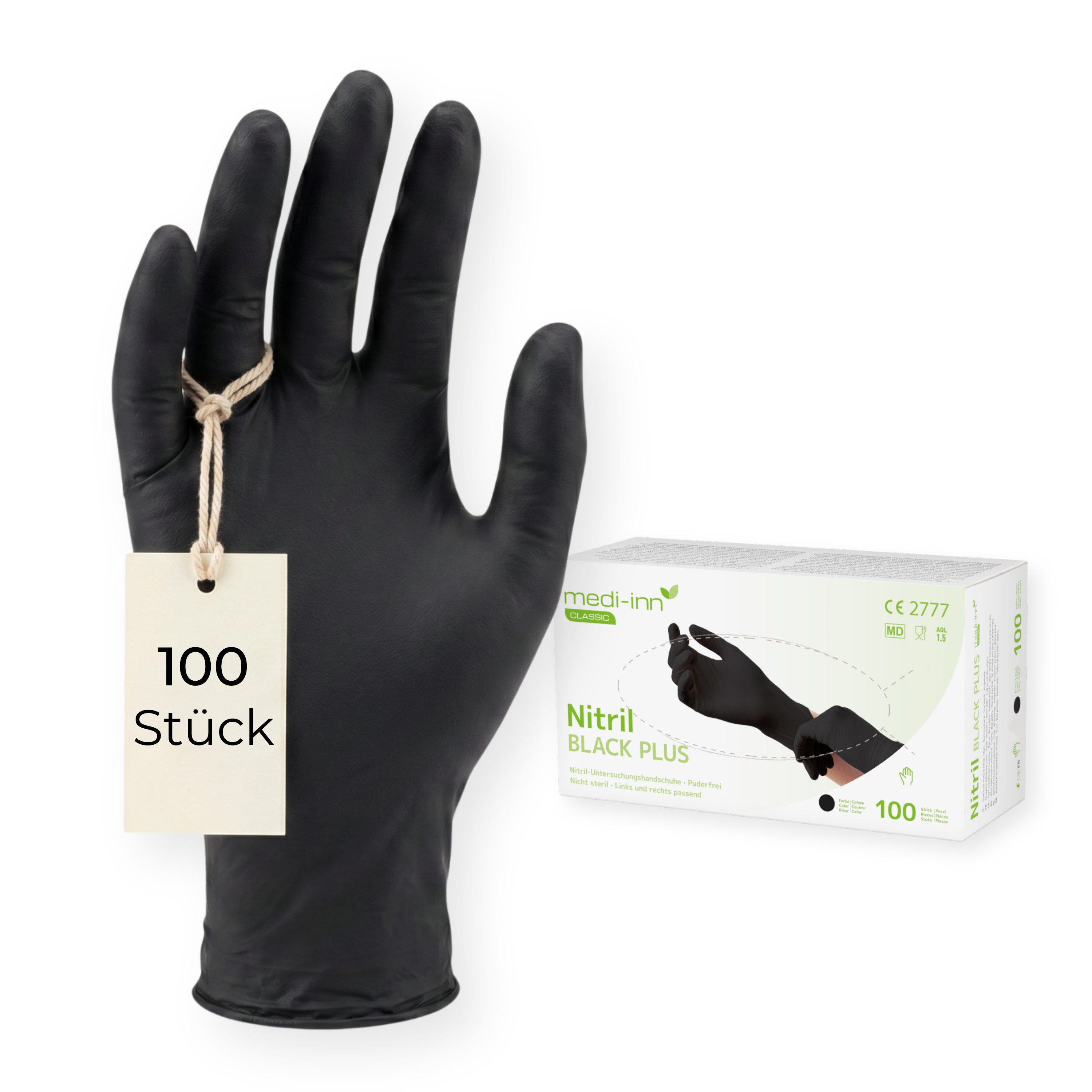Medi-Inn Nitril-Handschuhe Nitril Black Plus, schwarz, puderfrei, latexfrei