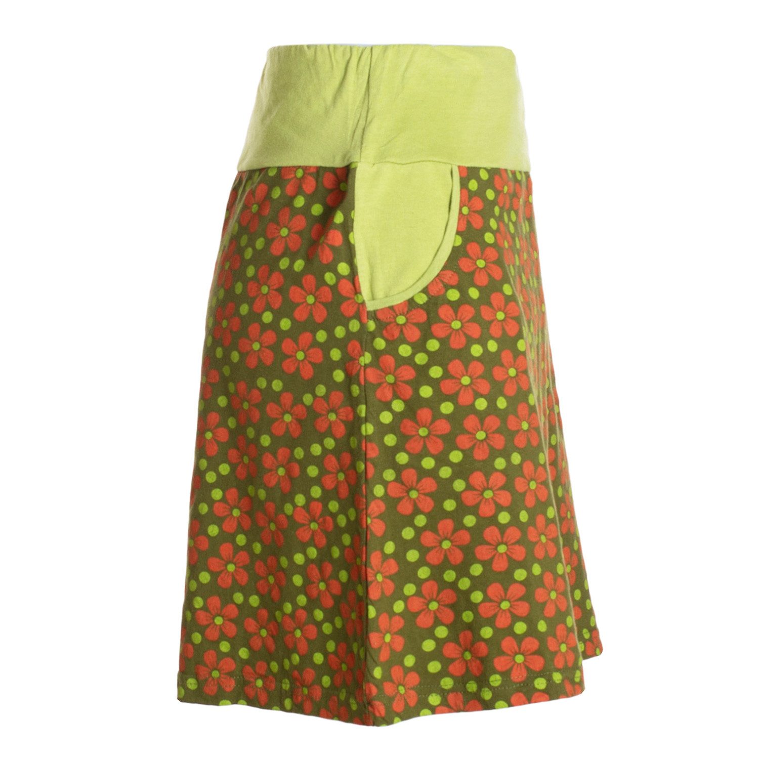 Vishes Minirock Damen Mini-Rock Baumwolle Blumen-Muster Bund zum Schnüren mit Taschen Alternative Bekleidung, Ethno, Hippie, Retro Style