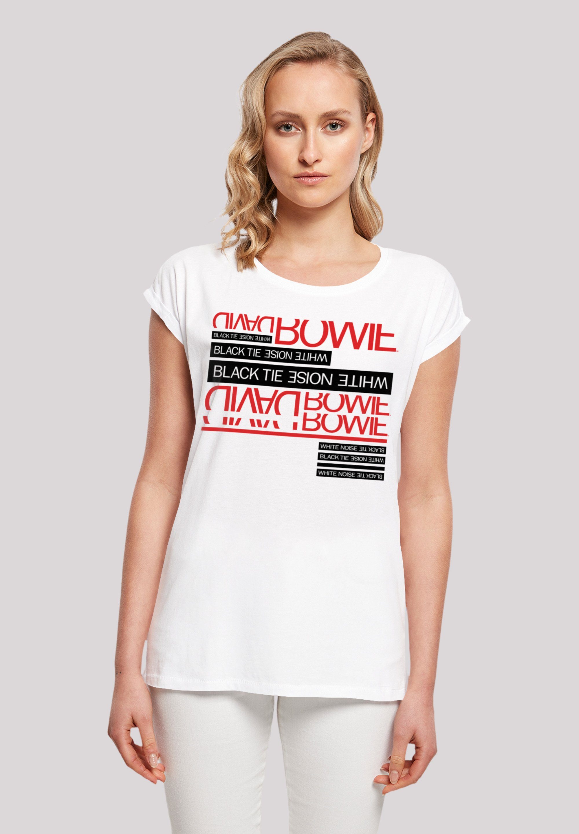 F4NT4STIC T-Shirt David Print Black Noise Bowie Tie White