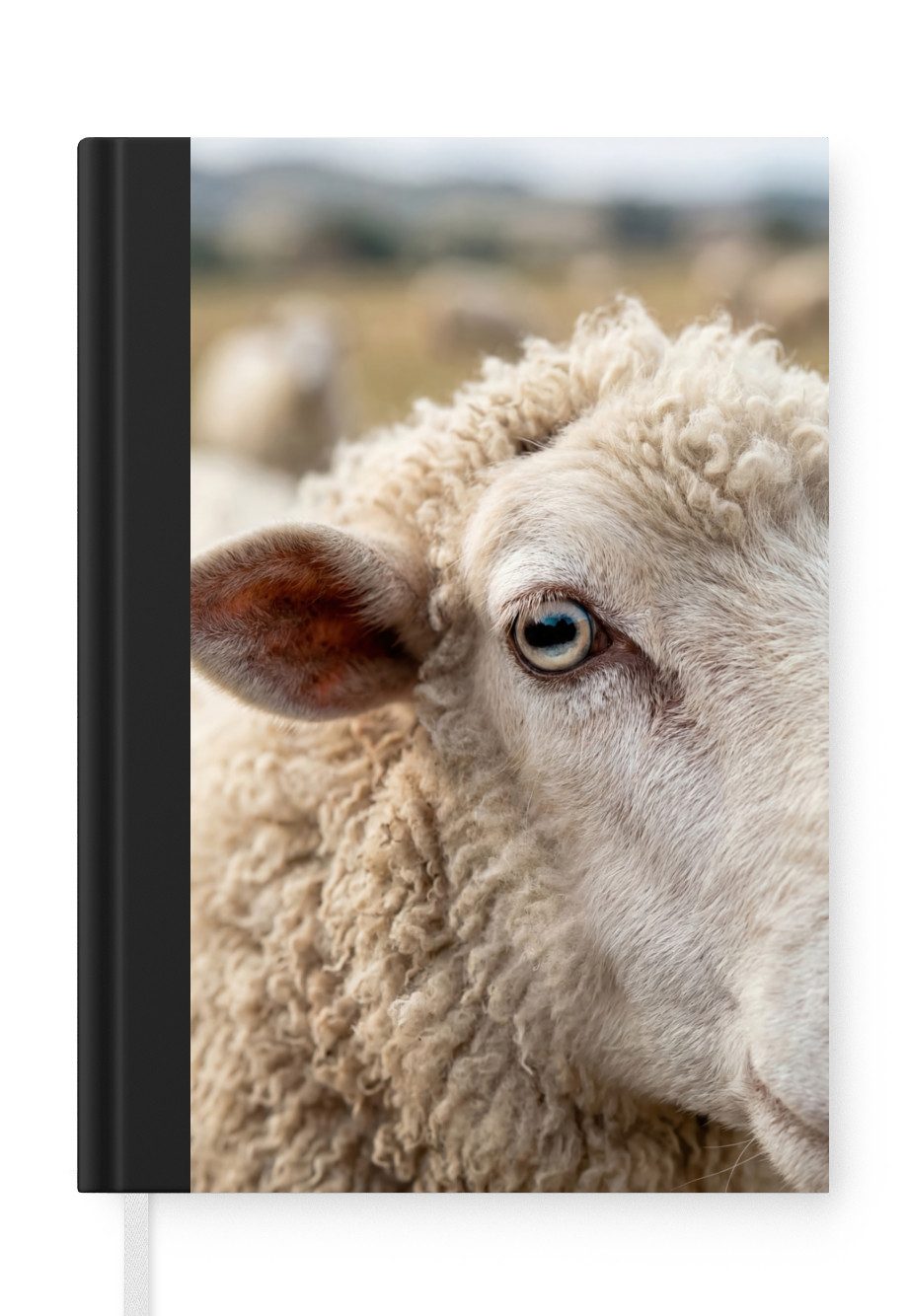 MuchoWow Notizbuch Schaf - Auge - Weiß, Notebook, Notizblock a5, Tagebuch, Journal Liniert