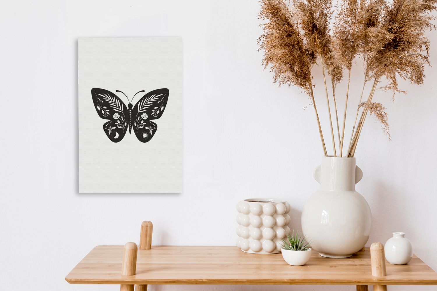 cm Gemälde, auf weißem, inkl. St), fertig Moderne verzierten einem OneMillionCanvasses® (1 Kunst bespannt 20x30 Schmetterling Leinwandbild Zackenaufhänger, mit Leinwandbild