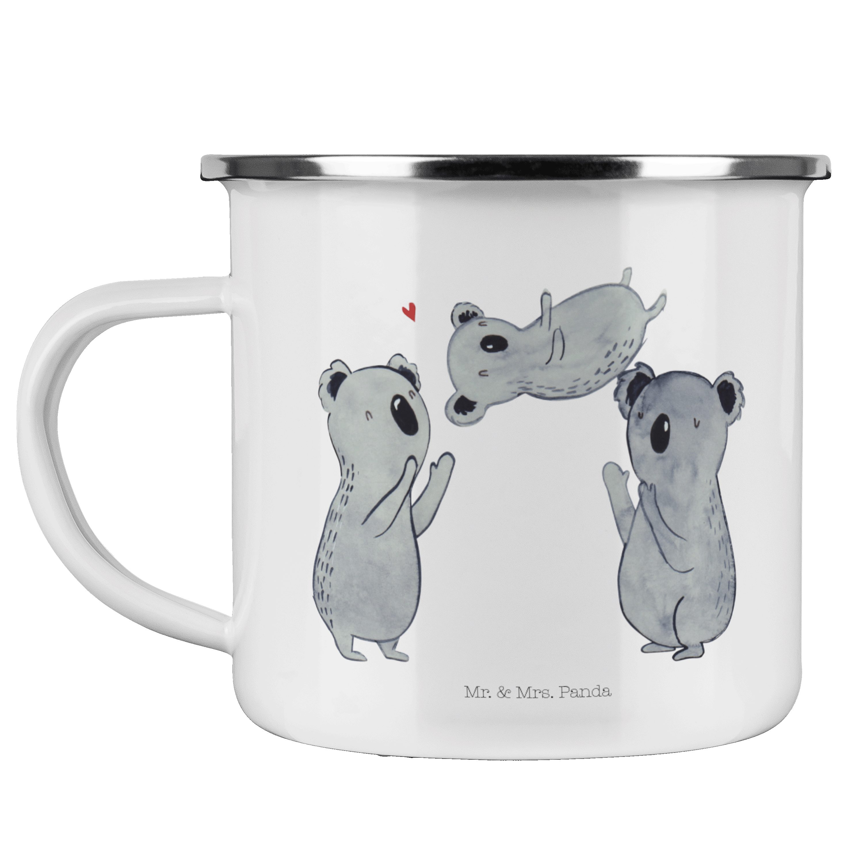 Mr. & Mrs. Panda Becher Koala Feiern Sich - Weiß - Geschenk, Kaffee Blechtasse, Geburtstagsfe, Emaille