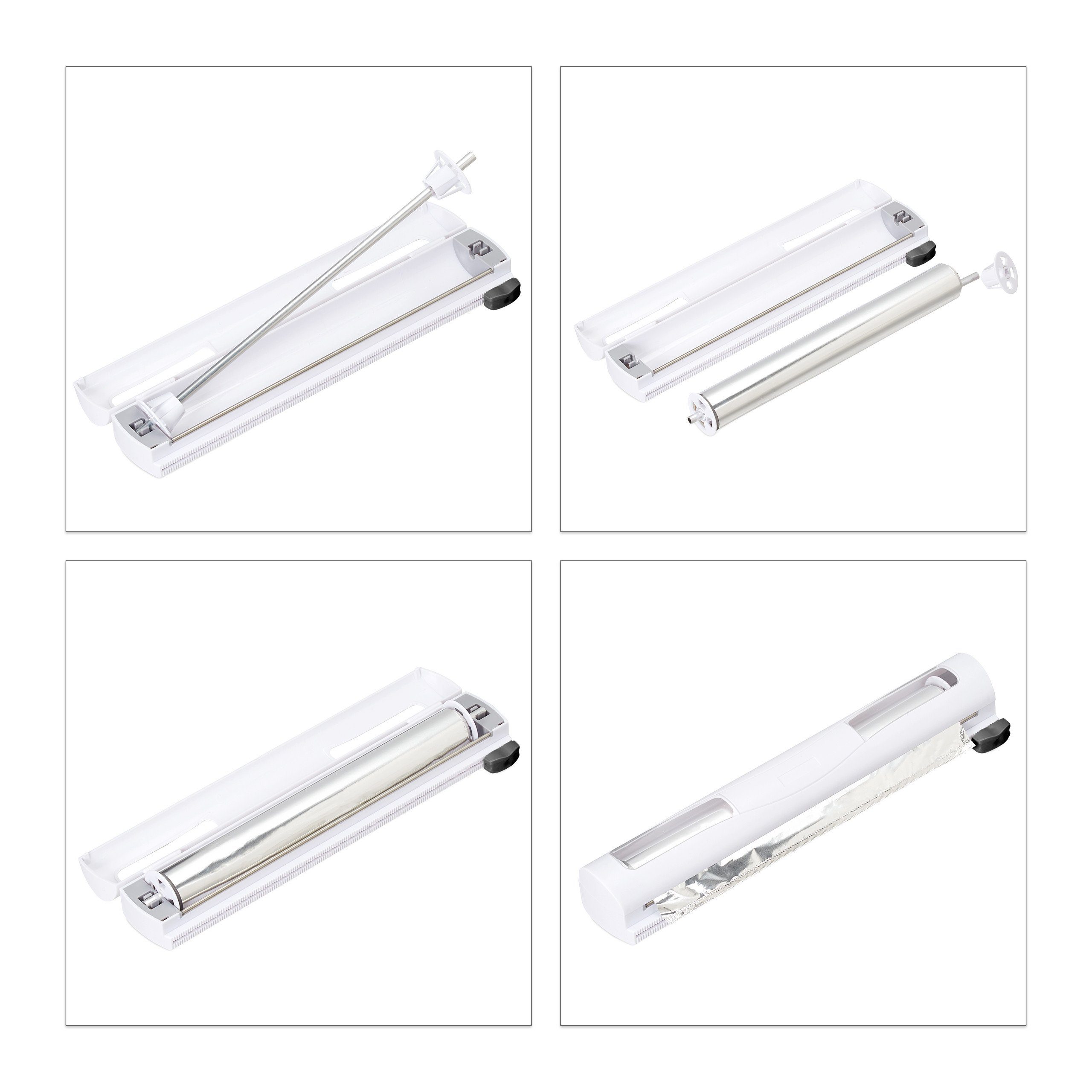 relaxdays Folienspender Folienschneider 2er Set magnetisch