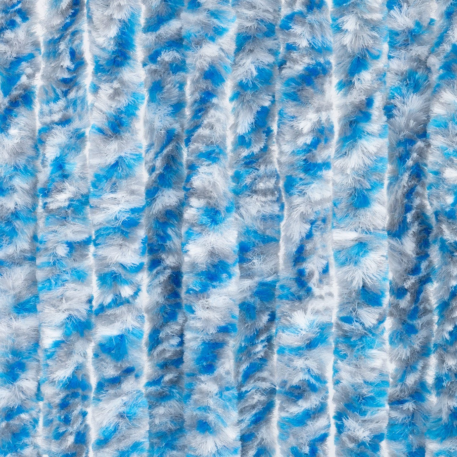 Türvorhang Flauschvorhang 90 x 220 cm blau grau weiß gesteift, Moritz, Hakenaufhängung (1 St), abdunkelnd, Chenille Vorhänge Camping Türvorhang Wohnwagen Wohnmobil Zubehör