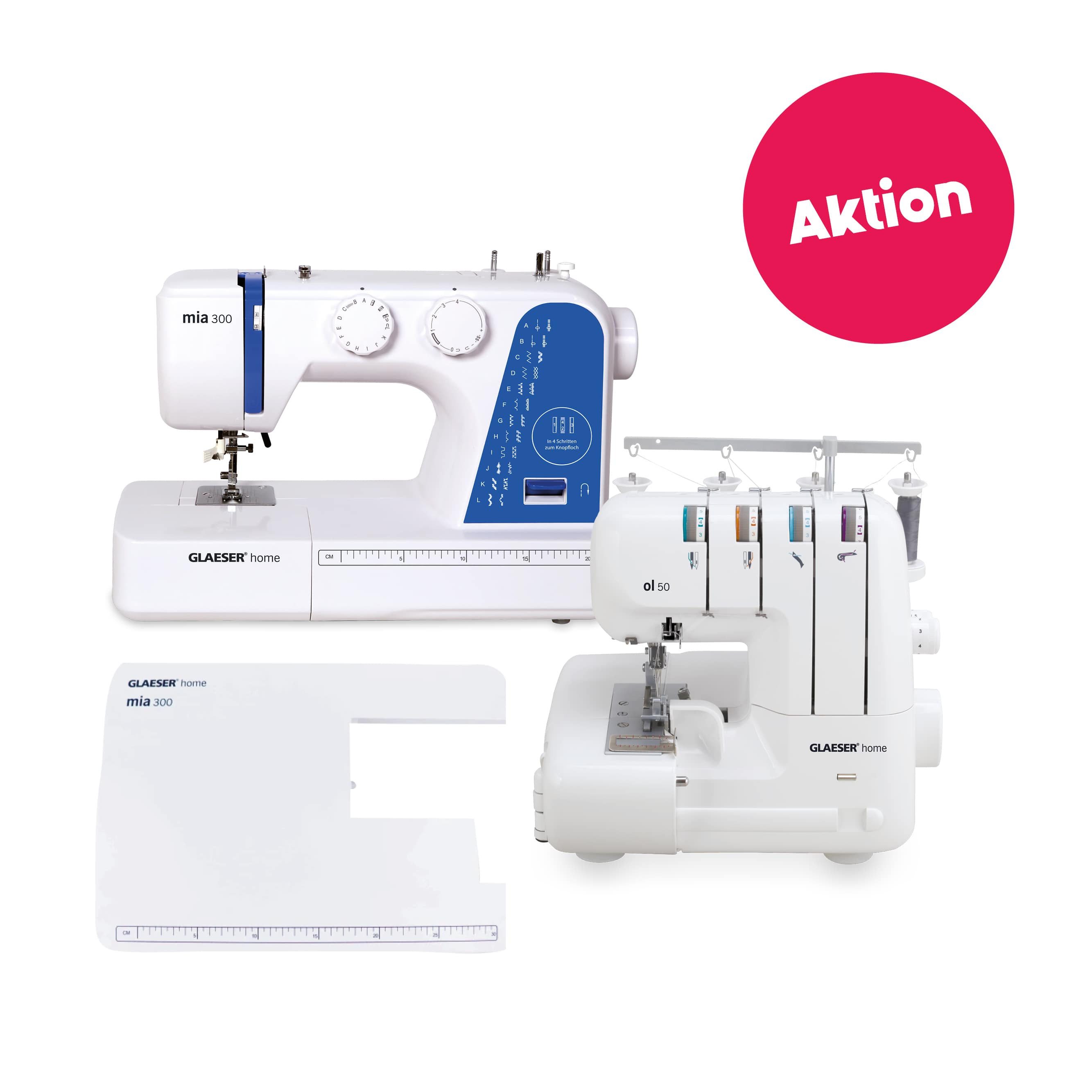 Nähmaschine GLAESERhome Advanced-Bundle ol50 + mia300