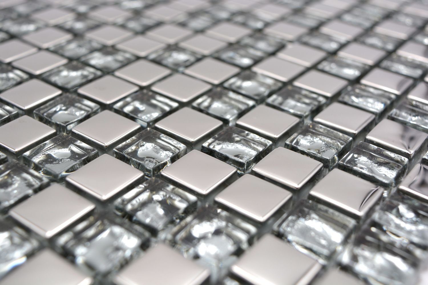 Mosani Mosaikfliesen Mosaikfliese Glasmosaik electroplated BAD Glas WC Silber Küche