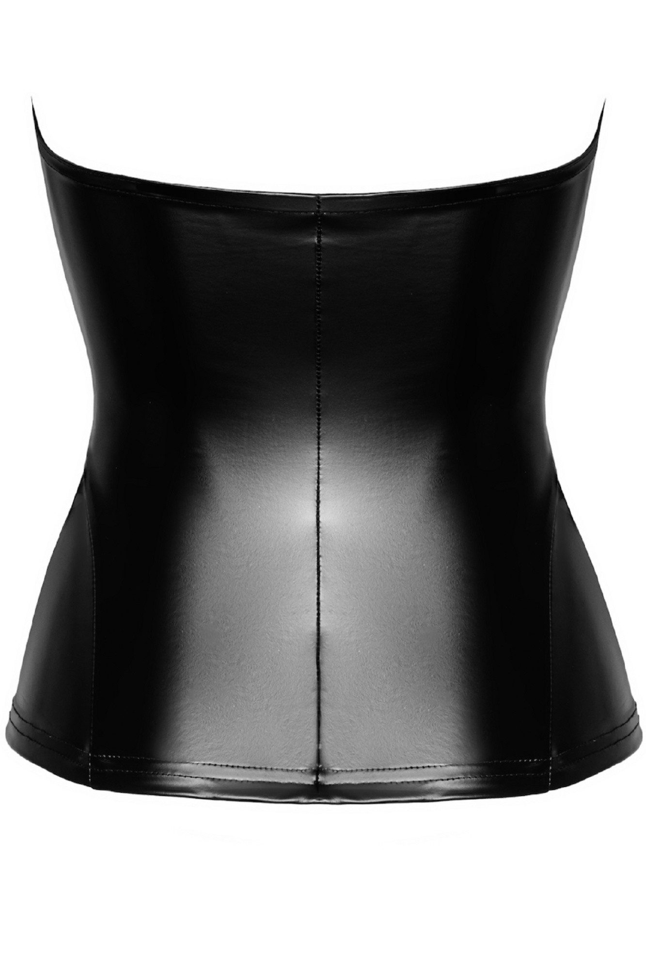 Noir Handmade Corsage Damen Wetlook Corsagen Top schwarz mit vorderem Reißverschluss trägerl