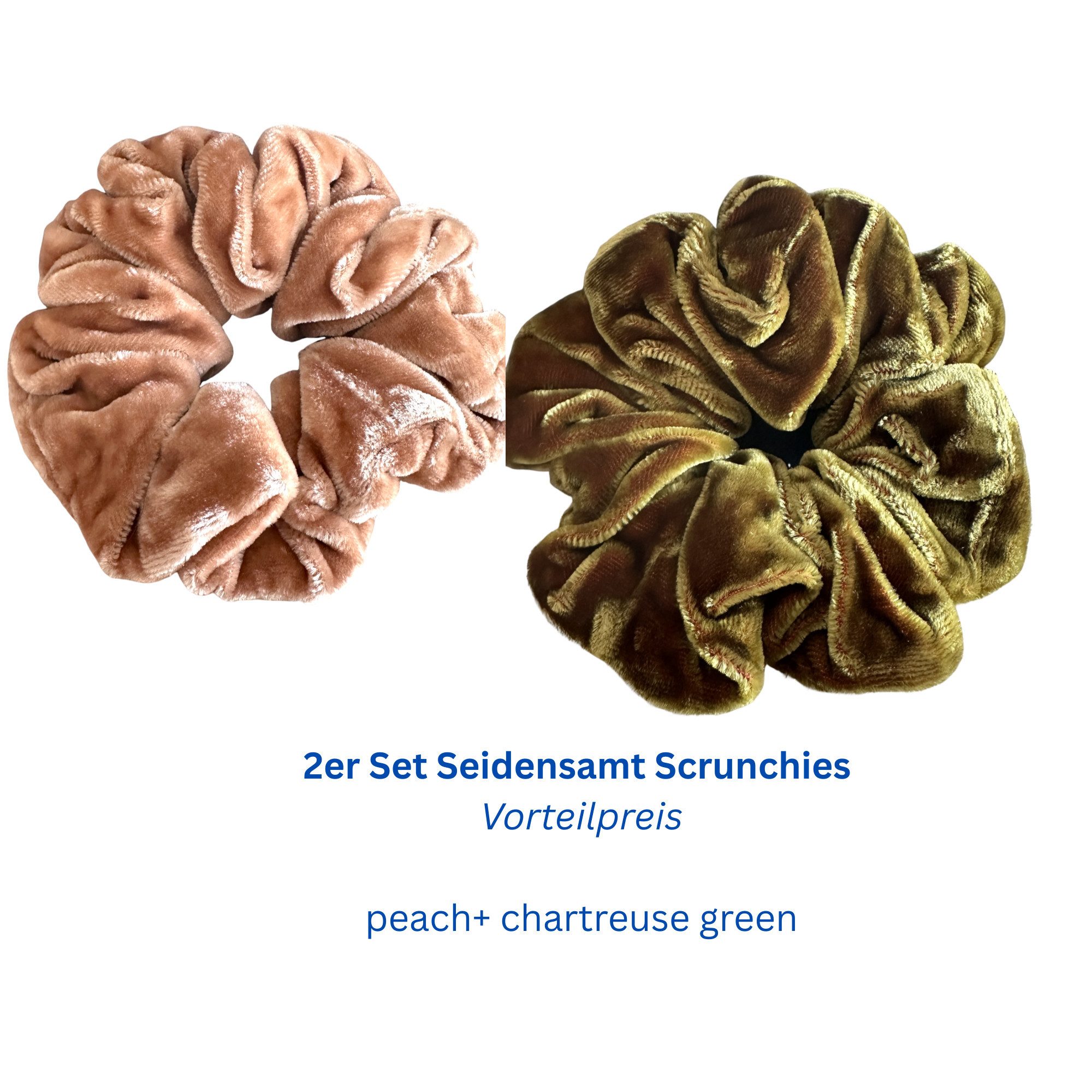 orignee Haargummi 2er Set Seidensamt Scrunchies mit Maulbeerseide, weich & haarschonend, 2-tlg., 2er Set, haarschonend ohne Knick im Haar samtweich elastisch formstabil
