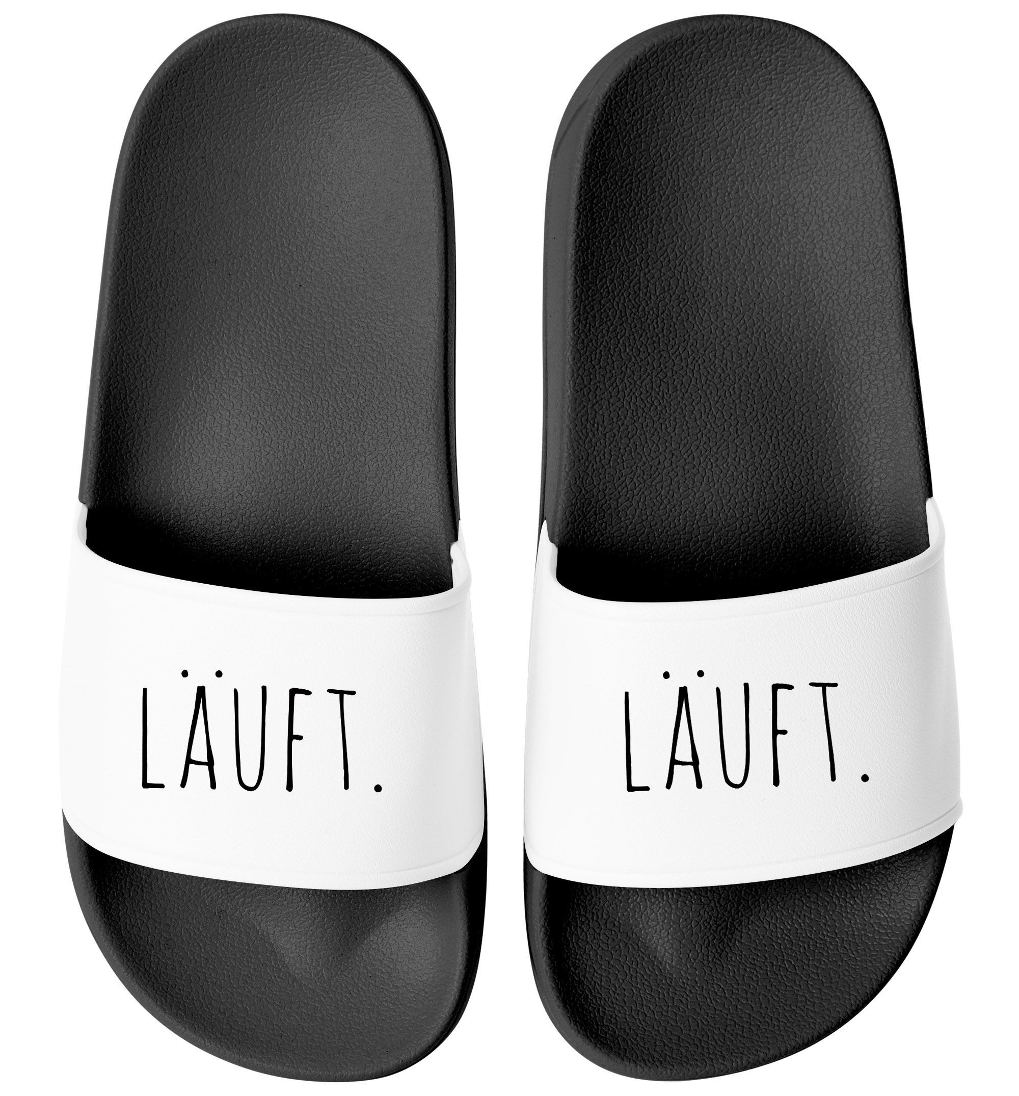 MoonWorks Badeschlappen Unisex mit Aufdruck Läuft Herren Damen Badeschuhe Badesandale