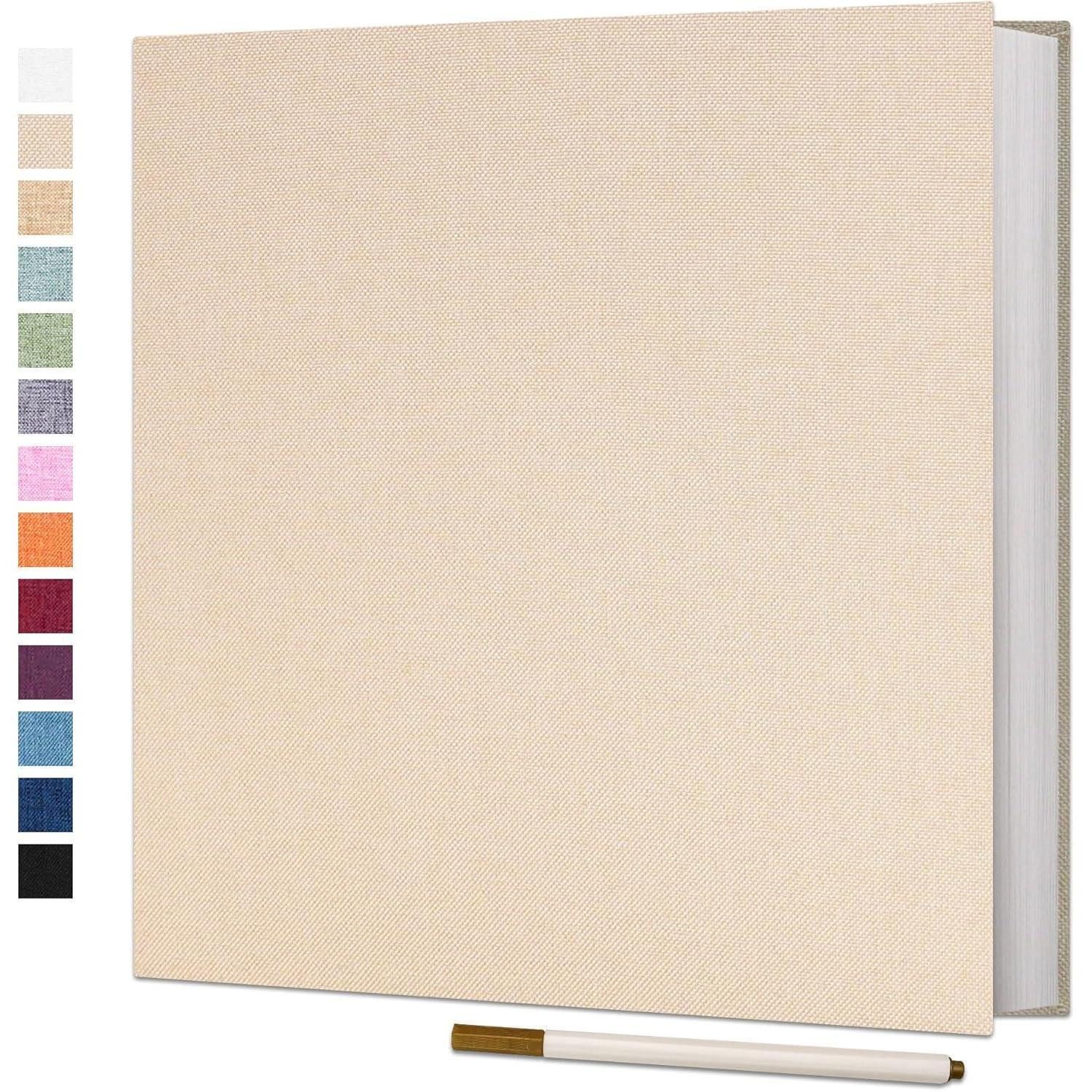 LuxusKollektion Fotoalbum Fotoalbum Selbstklebend 10x15 Leinen Hochzeit 33x32cm 60 Seiten Beige