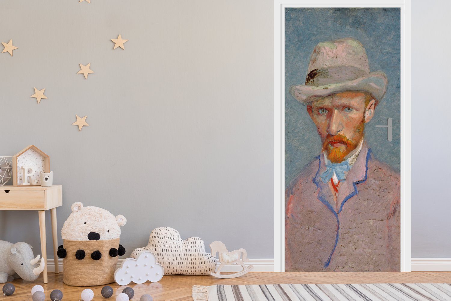 Gogh, Fototapete MuchoWow bedruckt, 75x205 cm van Vincent Matt, Tür, Türaufkleber, St), (1 Türtapete für - Selbstporträt